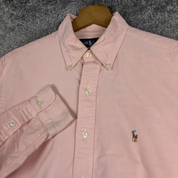 VTG Polo Ralph Lauren Button Down Shirt Men's Large 15.5-33 Flesh Pony Preppy - Picture 1 of 9